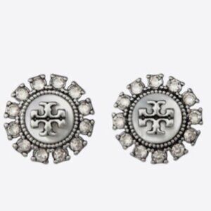 Tory Burch Kira Crystal Mother Of Pearl Studs w Dust Bag NWOT